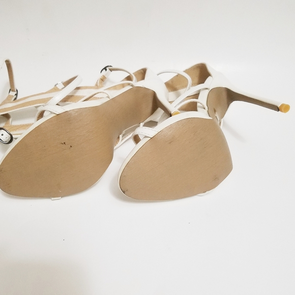 PUBLIC DESIRE Sabina Knee Strappy White Heel 7 - Picture 8 of 10
